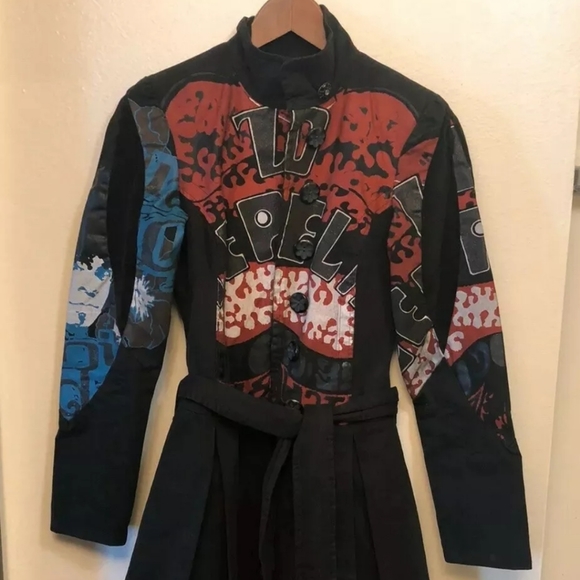 Custo Barcelona SPECIAL ADDITION ROCKSTAR TRENCH coat Copyright.Wearable art! - Picture 1 of 8